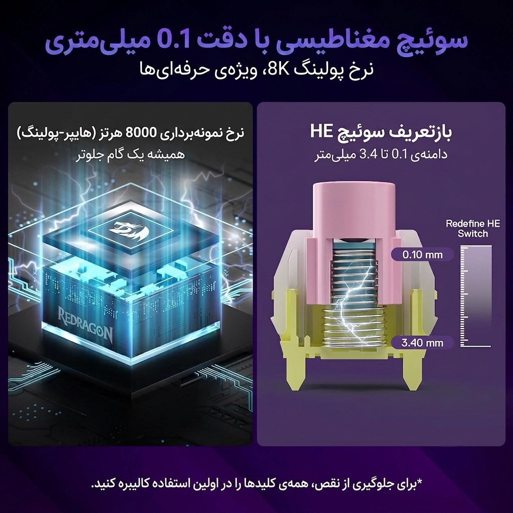 کیبورد گیمینگ مغناطیسی ردراگون UCAL Magnetic K673WB-RGB-M RGB - عکس 5