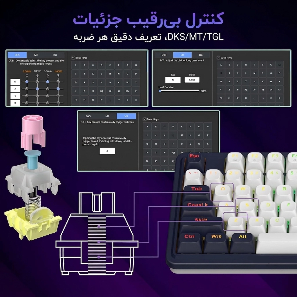 کیبورد گیمینگ مغناطیسی ردراگون UCAL Magnetic K673WB-RGB-M RGB - عکس 2