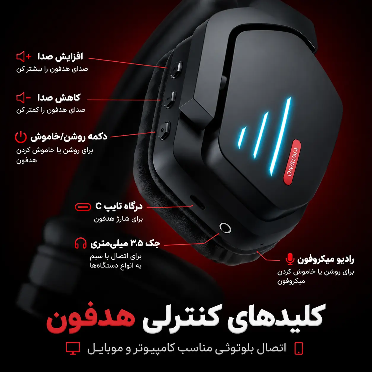 هدفون بی سیم اونیکوما مدل B60 - عکس 2